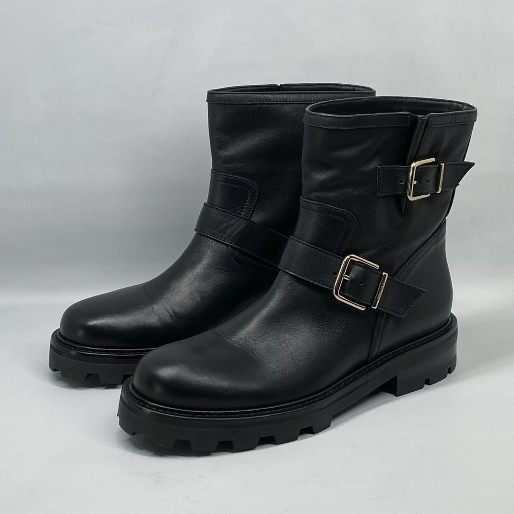 Jimmy Choo Double Buckle Moto Boots size 39.5